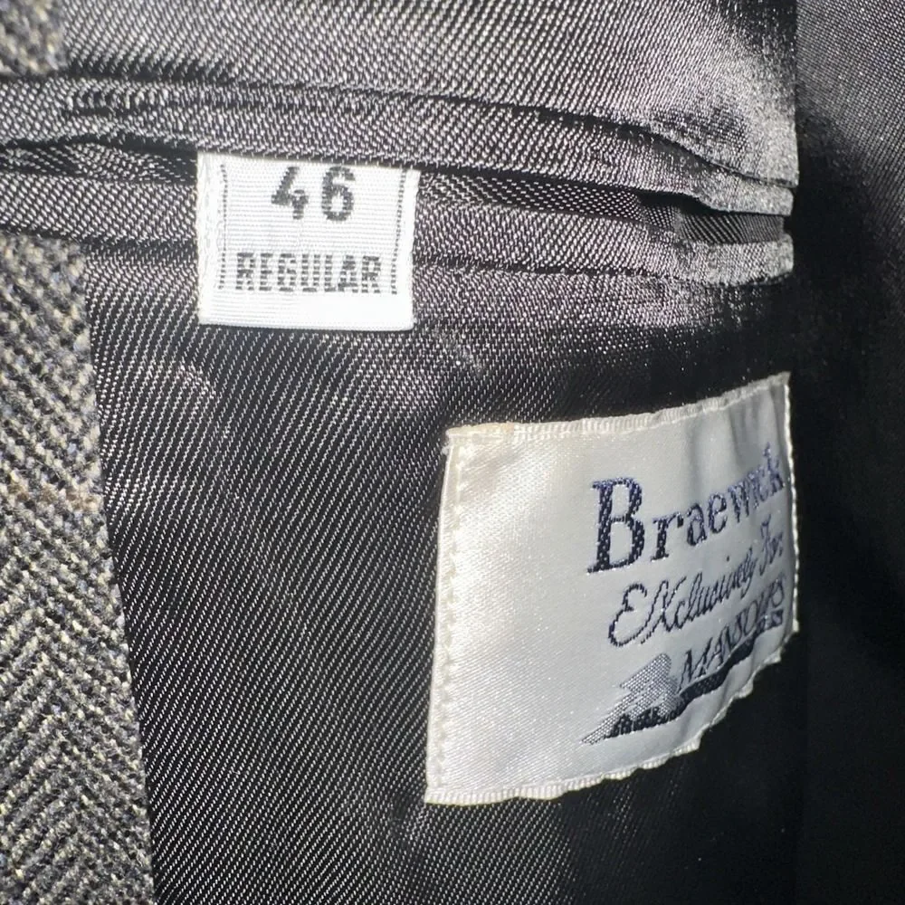 Braewick Mansour Men's 46R Sport Coat Jacket Blazer Brown‎ 100% Wool WUC